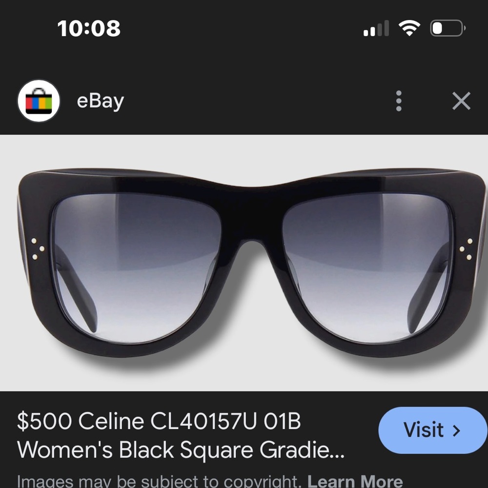 Celine Black Frame Sunglasses with Gray Gradient Lenses - Picture 2 of 8